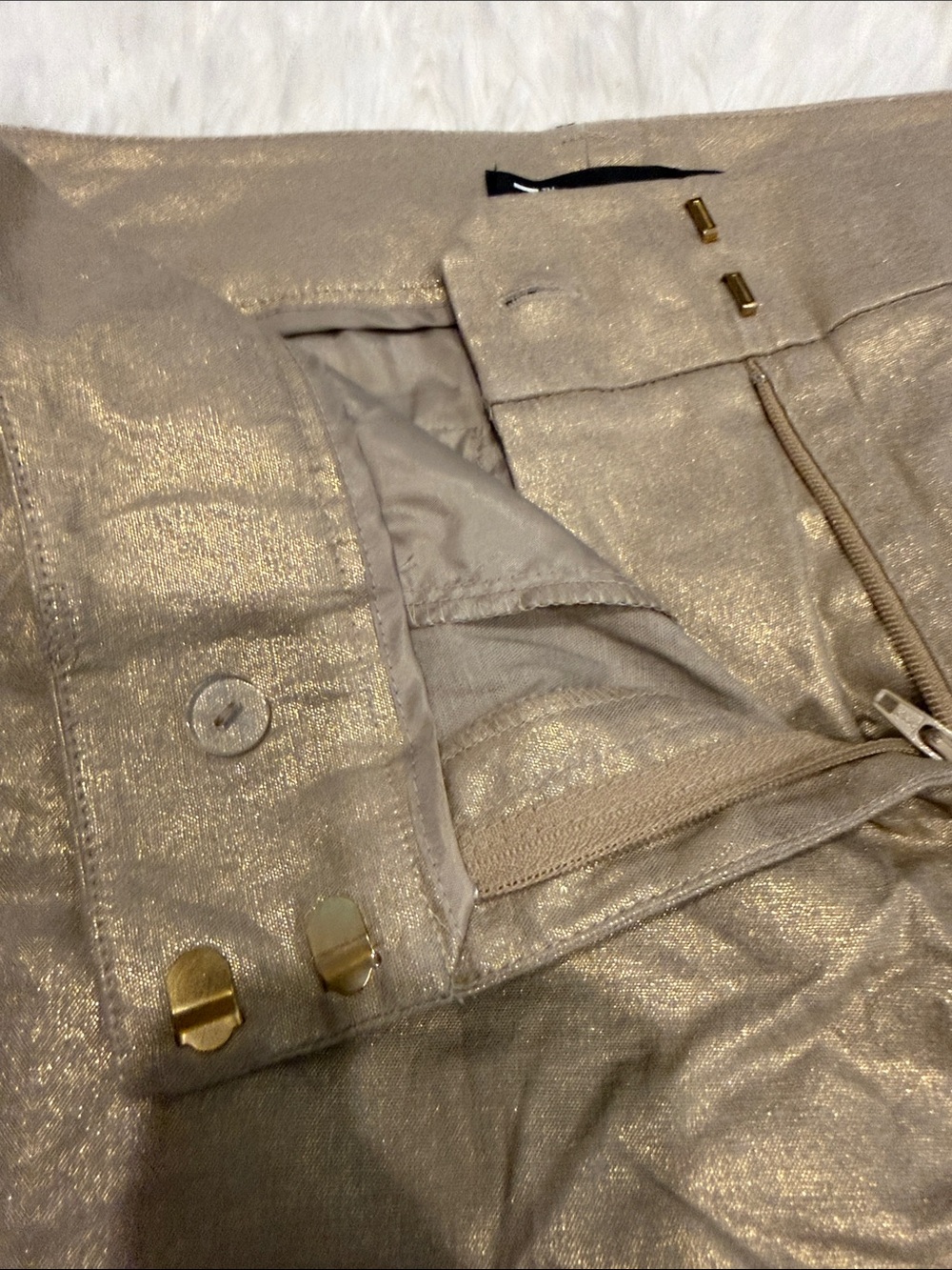 New York & Company Metallic Gold Cuffed Bermuda Shorts - Picture 4 of 7
